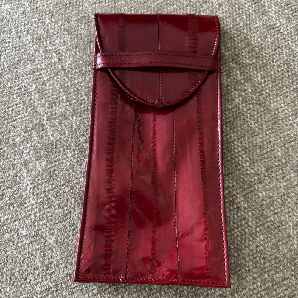 ✨EEL SKIN EYEGLASS CASE Color Red Vintage - Picture 2 of 8